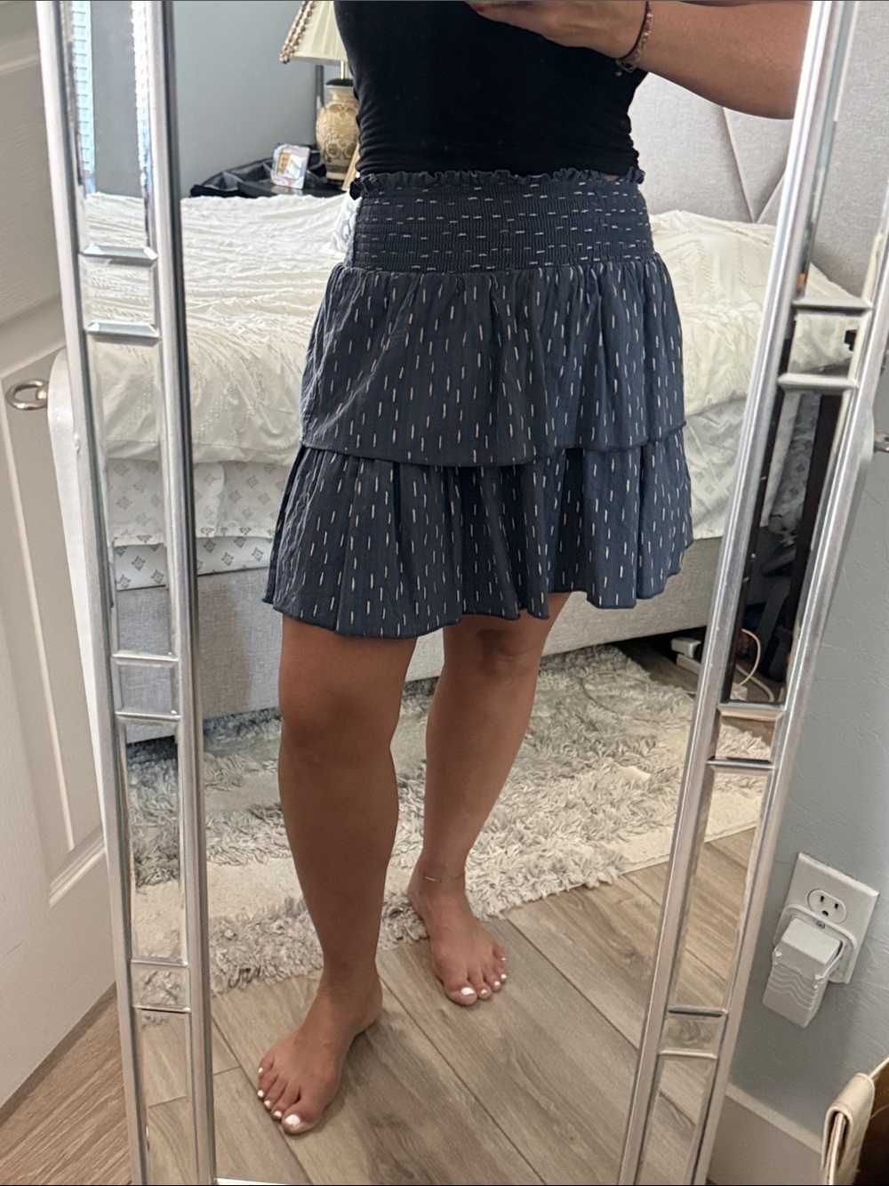 Universal Thread Navy Blue Tiered Smocked Waist Mini Skirt